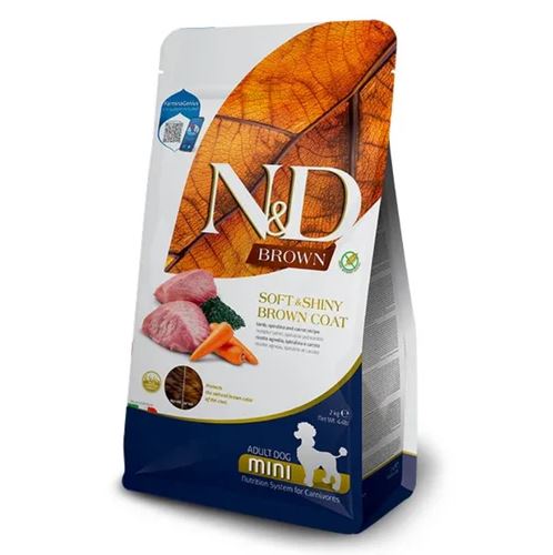 N&D BROWN DOG LAMB, SPIRULINA & CARROT ADULT MINI 2 KG