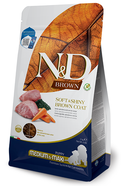 Farmina N&D Brown Ushqim i thate per kelyshe Med/Maxi me qengj, spirulina e karota 2kg
