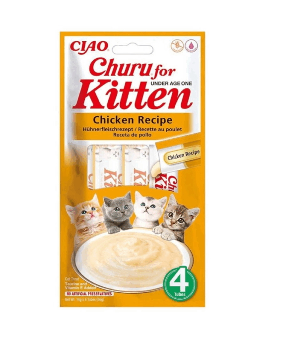 INABA Churu Kitten Snack per Kotele me Pule (4×14 g)