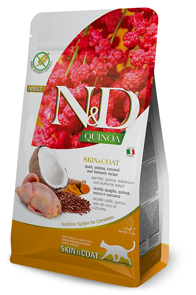 Farmina N&D Quinoa Ushqim i thate per mace adulte, shendetin e lekures dhe shkelqimin e qimes me thelleze, quinoa 300gr