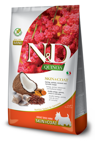 Farmina N&D Quinoa Ushqim i thate per qen adulte te racave te vogla per shendetin e lekures dhe shkelqimin e qimeve 2.5kg