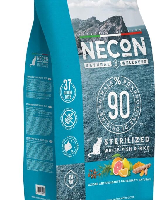 Necon Natural Wellness Ushqim per mace adulte me peshk te bardhe dhe oriz 10 kg