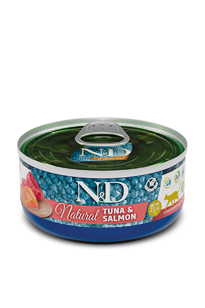 N&D për mace natyral me shije ton & salmon 70 gr