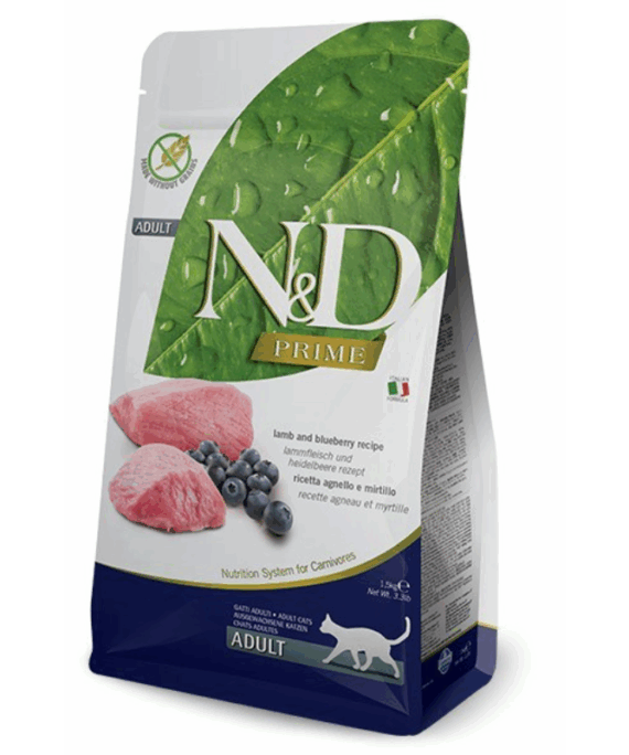 Farmina N&D Prime Ushqim i thate per mace adulte, me qengj dhe boronice 1.5kg