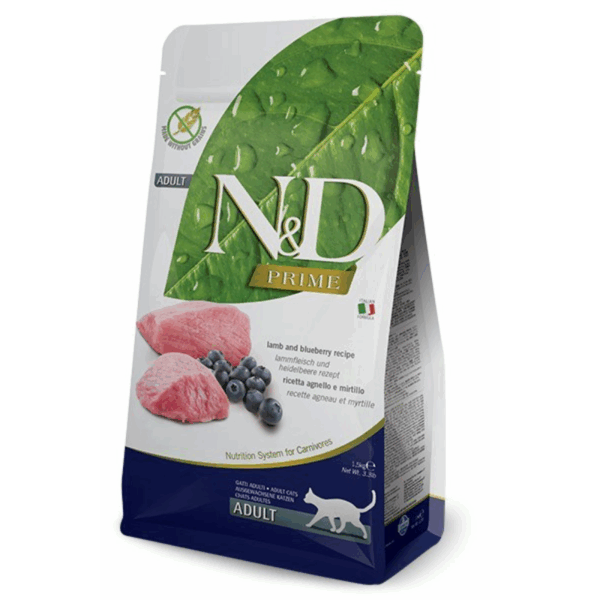 Farmina N&D Prime Ushqim i thate per mace adulte, me qengj dhe boronice 1.5kg