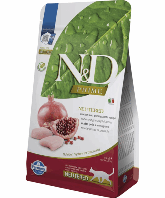 Farmina N&D Prime Ushqim i thate per mace adulte te sterilizuara, me pule dhe shege 1.5 kg