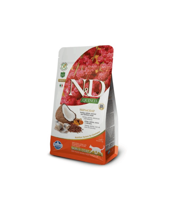 Farmina N&D Quinoa Ushqim i thate per mace adulte, shendetin e lekures dhe shkelqimin e qimes me peshk dhe kokos 300 gr