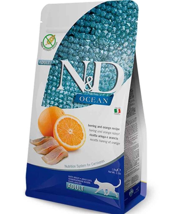 Farmina N&D Ocean Ushqim i thate per mace adulte me peshk dhe portokall 300gr