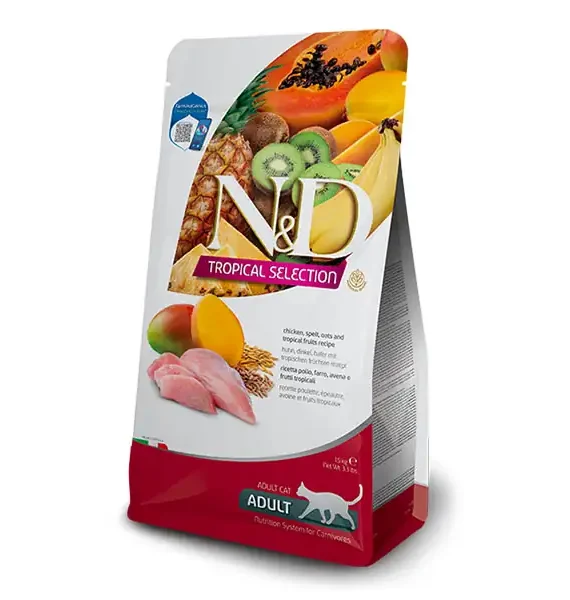 Farmina N&D Tropical Selection Ushqim i thate per mace adulte, me pule, frutat tropikale dhe tershere 5kg