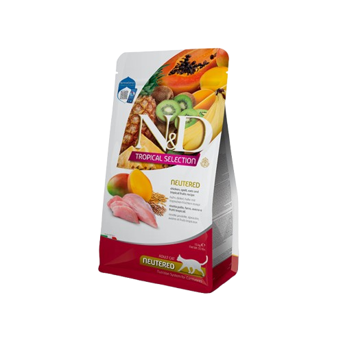 Farmina N&D Cat Tropical Selection Ushqim i thate per mace te rritura te sterilizuara, me pule, tershere dhe fruta tropikale 5kg