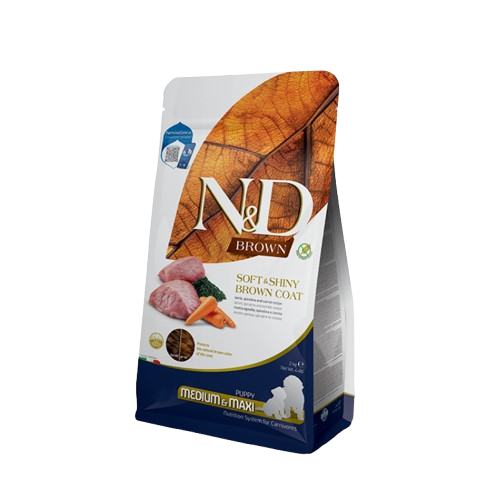 Farmina N&D Brown Ushqim i thate per kelyshe Med/Maxi me qengj, spirulina e karota 2kg