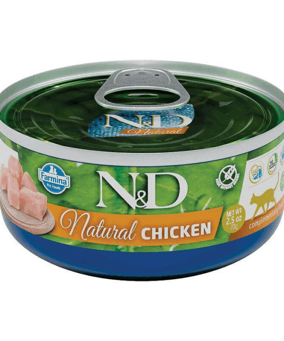 N&D për mace natyral me shije pule 70 gr