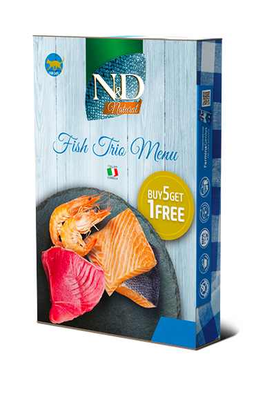 Farmina N&D Cat Natural Ushqim i lagesht per mace adulte Fish Trio 5+1