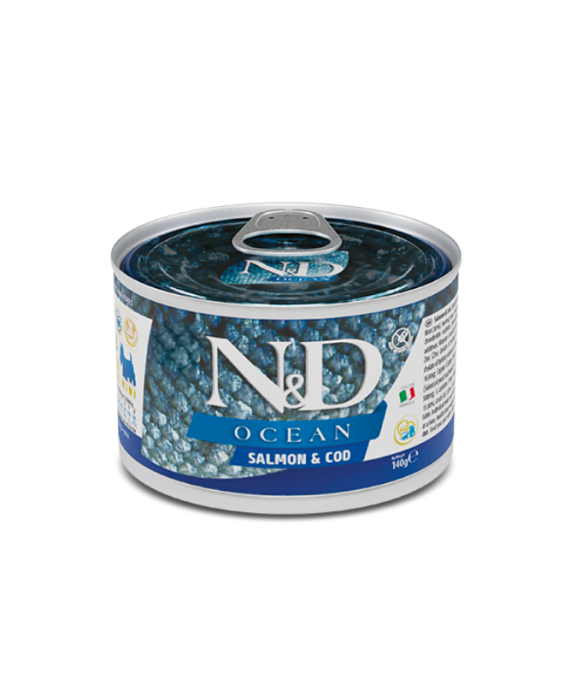 N&D Adult Mini me Salmon dhe Merluce 140 GR