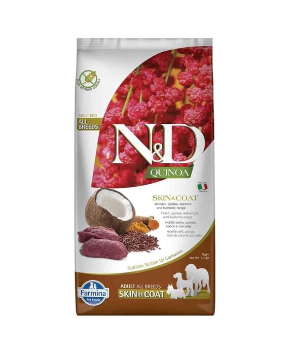 Farmina N&D Quinoa Ushqim i thate qen adult Medium & Maxi per shendetin e lekures dhe shkelqimin e qimes 2.5kg