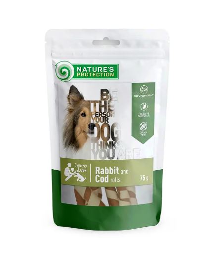 Natures Protection Snack For Dogs With Rabbit And Cod 75gr