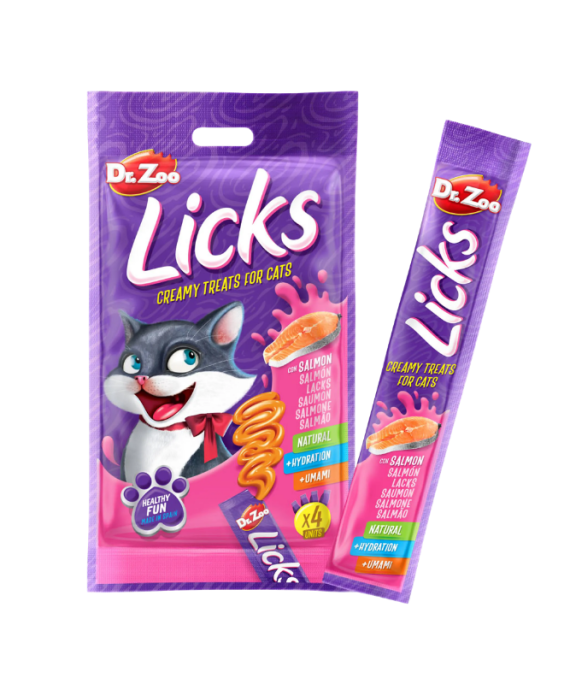 Dr. Zoo Licks me salmon për mace 4 x 15g