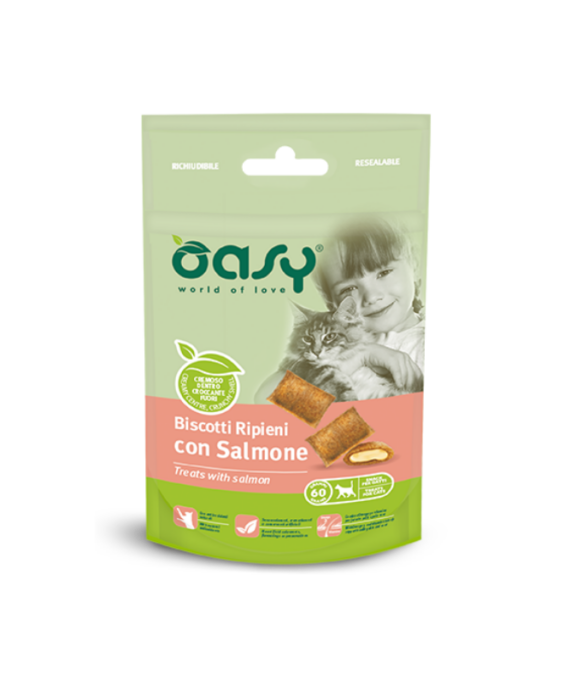 Oasy Snack Biskota per Mace me Salmon 60 gr