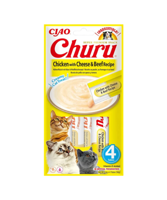 Inaba Churu per Pule, mish Vici dhe djath 4x14 gr