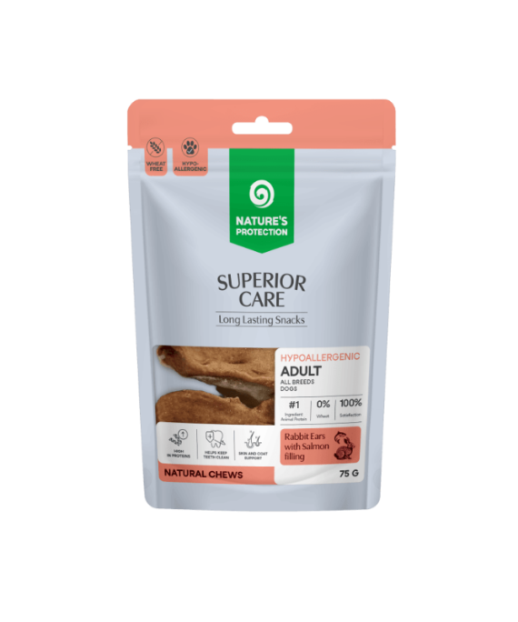Natures Protection Rabbit Ear with Salmon Filling 75 gr