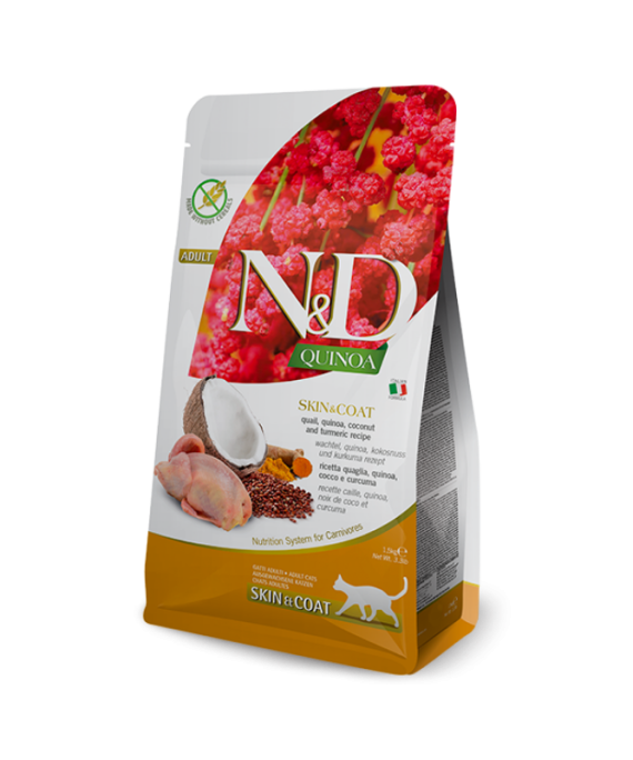 N&D Quinoa per Mace Skin and Coat Thelleze & Arre Kokosi 1,5 kg